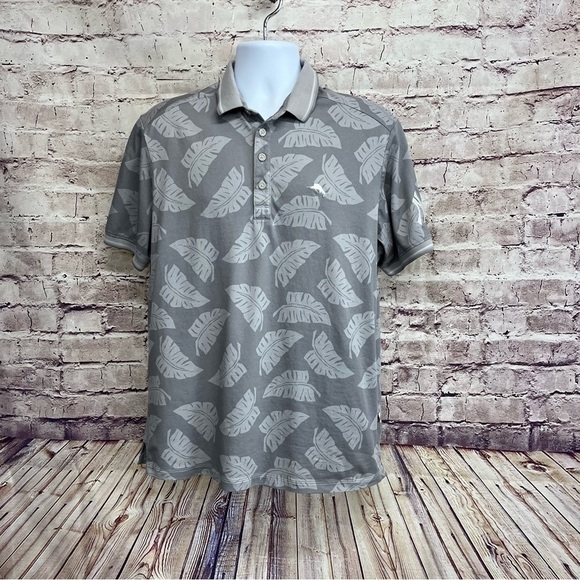 Tommy Bahama New York Yankee Gray Leaf Short Sleeve Polo - Picture 1 of 10
